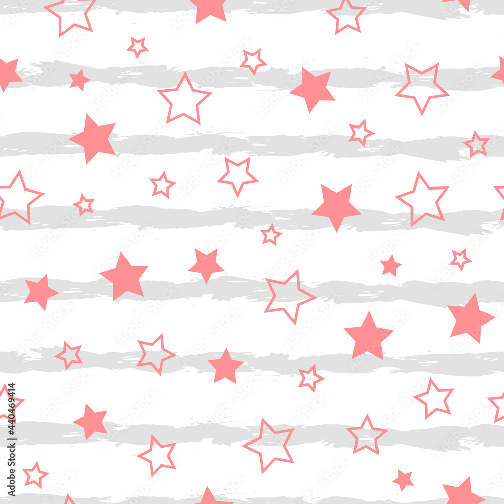 Stars seamless pattern. Design for fabric, wrapping paper, background, wallpaper. Vector.