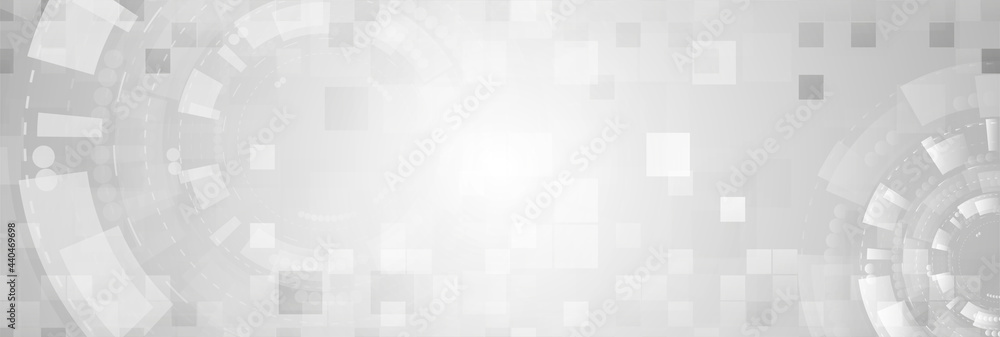 Abstract grey futuristic technology background with HUD gear elements and squares. Vector geometry banner design Abstract grey futuristic technology background with HUD gear elements and squares. Vector geometry banner design