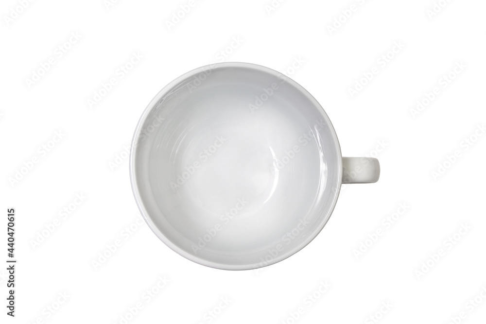 Top view of a clean white large mug for tea coffee on an isolated background with space for text. Copy space. Minimal style. Concept layout for labeling and drinks placement. Mockup. Top view of a clean white large mug for tea coffee on an isolated background with space for text. Copy space. Minimal style. Concept layout for labeling and drinks placement. Mockup.