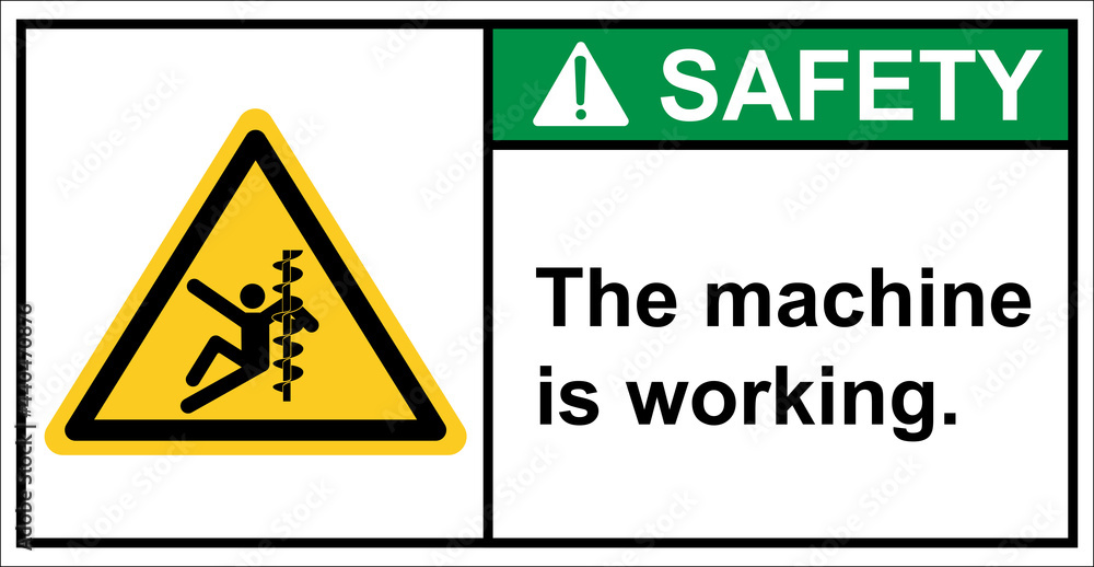 Be careful of the arm being hit by the blade.,Safety sign Be careful of the arm being hit by the blade.,Safety sign
