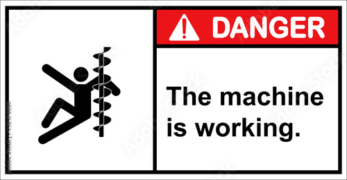 Be careful of the arm being hit by the blade.,Danger sign