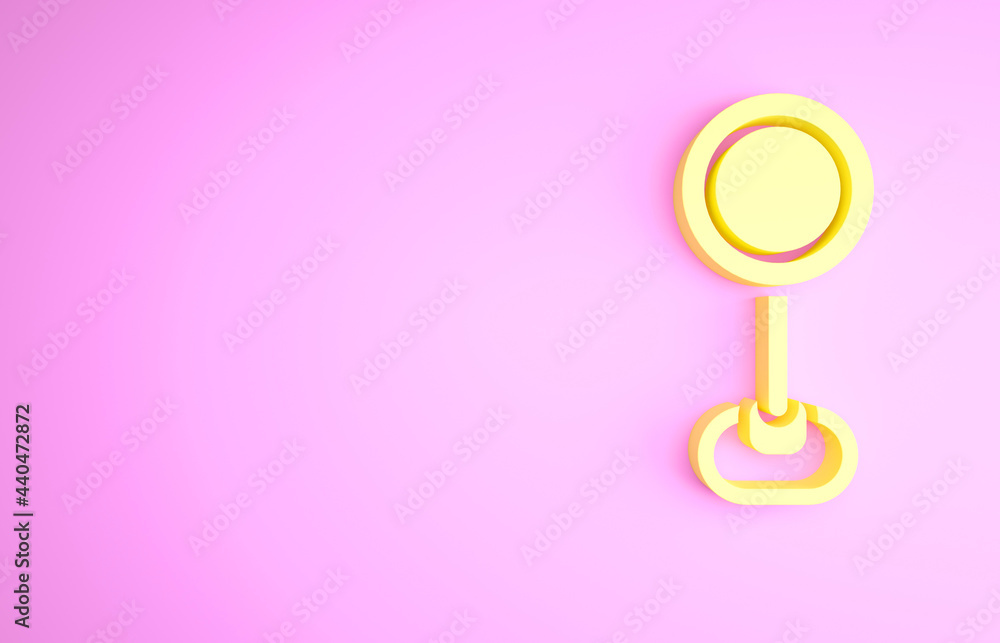 Yellow Road traffic sign. Signpost icon isolated on pink background. Pointer symbol. Isolated street information sign. Direction sign. Minimalism concept. 3d illustration 3D render Yellow Road traffic sign. Signpost icon isolated on pink background. Pointer symbol. Isolated street information sign. Direction sign. Minimalism concept. 3d illustration 3D render