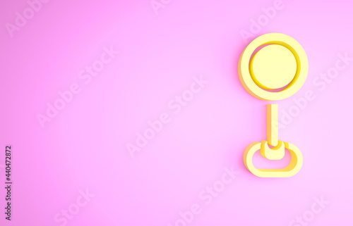 Wallpaper Mural Yellow Road traffic sign. Signpost icon isolated on pink background. Pointer symbol. Isolated street information sign. Direction sign. Minimalism concept. 3d illustration 3D render Torontodigital.ca