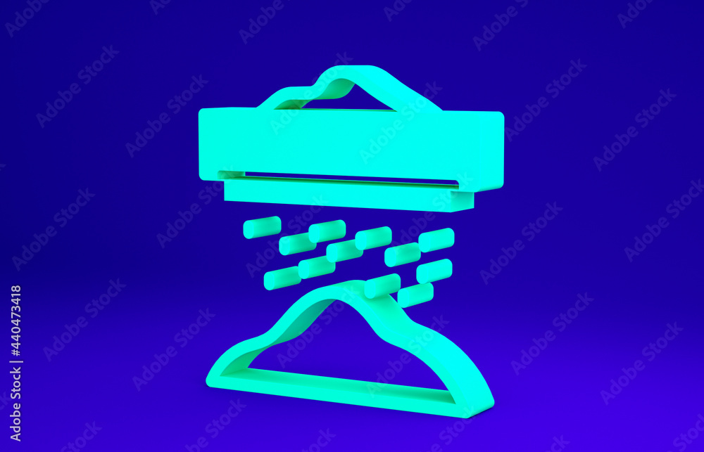 Green Sifting flour, cereals or powdered sugar through sieve icon isolated on blue background. Minimalism concept. 3d illustration 3D render Green Sifting flour, cereals or powdered sugar through sieve icon isolated on blue background. Minimalism concept. 3d illustration 3D render