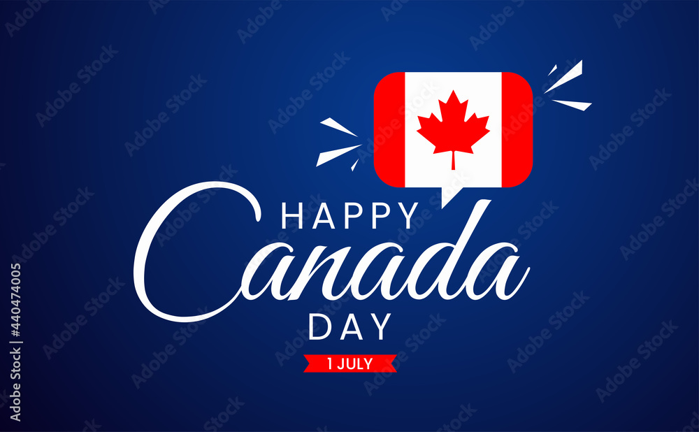 Vector illustration of happy canada day with unique speech icon shaped flag. for logo, sign, banners, websites, posters, backgrounds, cards, campaigns, brochures, and much more.