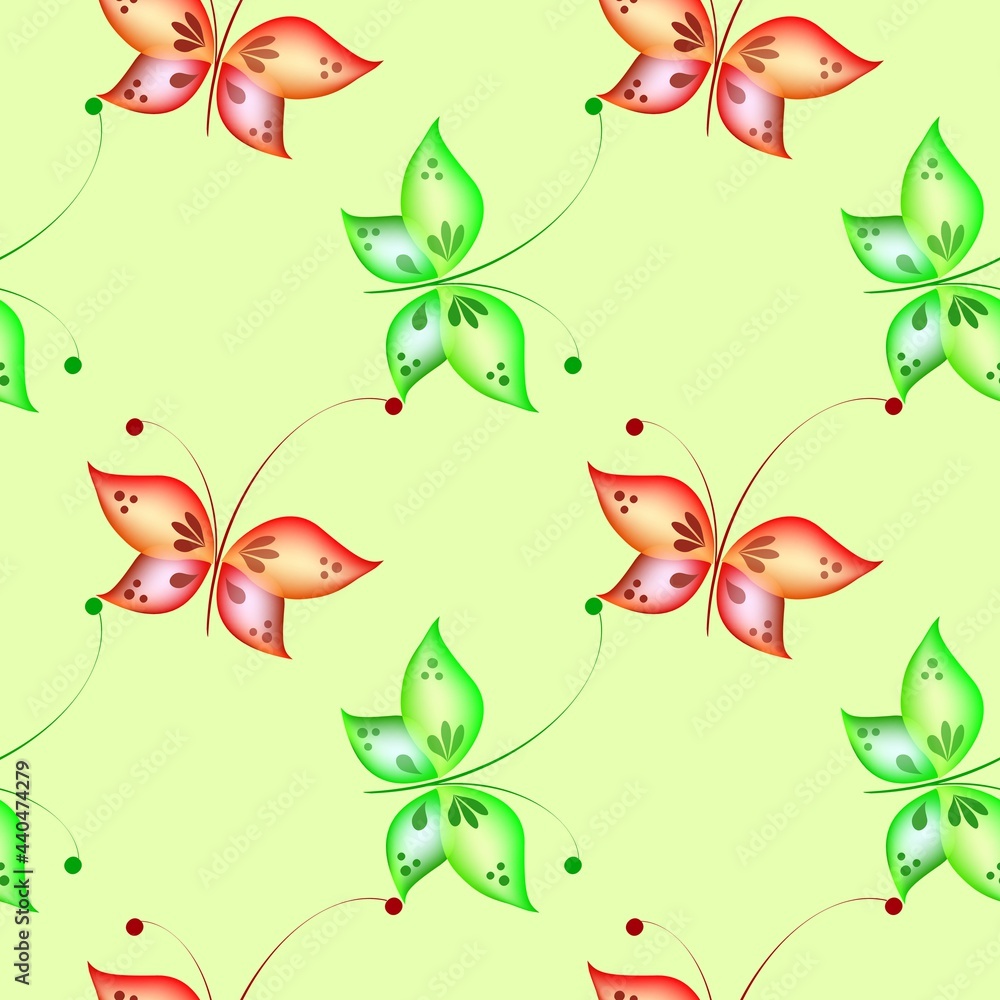 Cheerful pattern with colorful butterflies. Regular seamless pattern.Seamless pattern, funny background. Cheerful pattern with colorful butterflies. Regular seamless pattern.Seamless pattern, funny background.