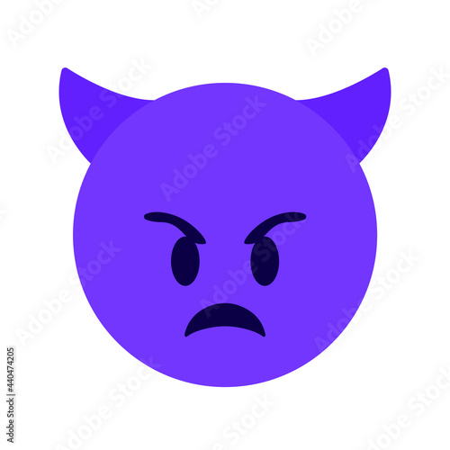 Angry devil emoji face with horns vector