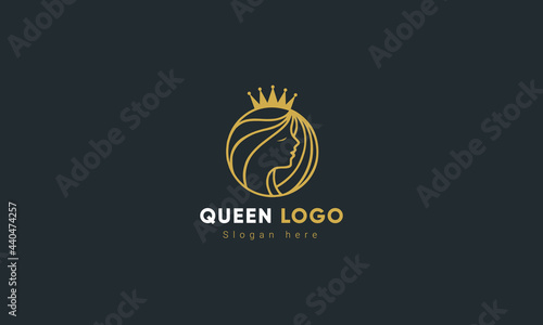 abstract queen logo design. woman crown vector template.