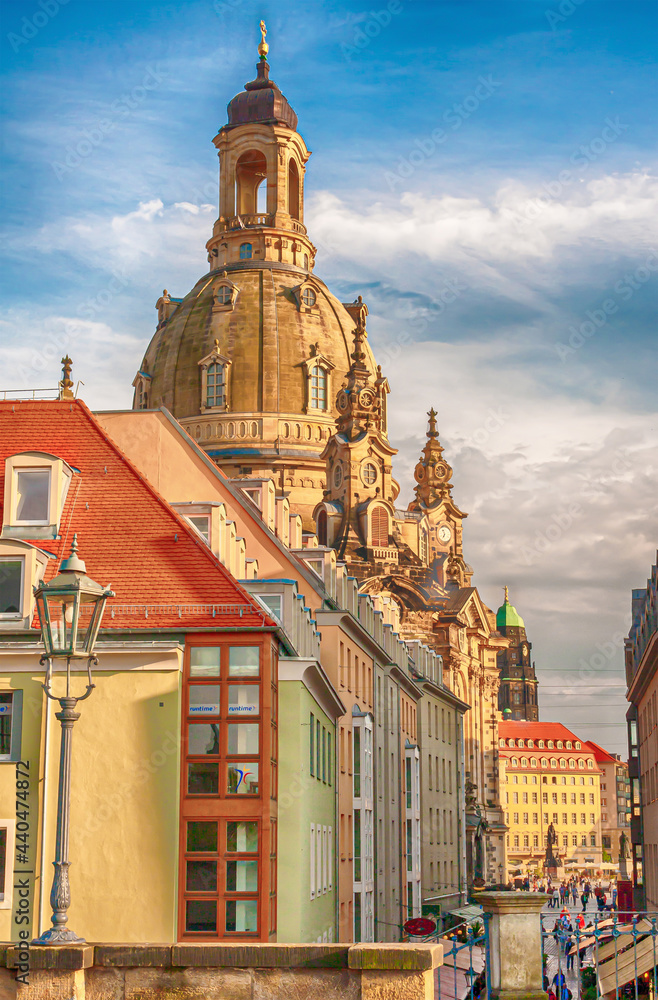 city view of Dresden, Germany with rebuild 