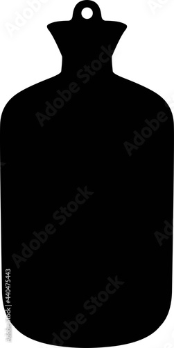 Vector illustration of black silhouette of a hot water bottle