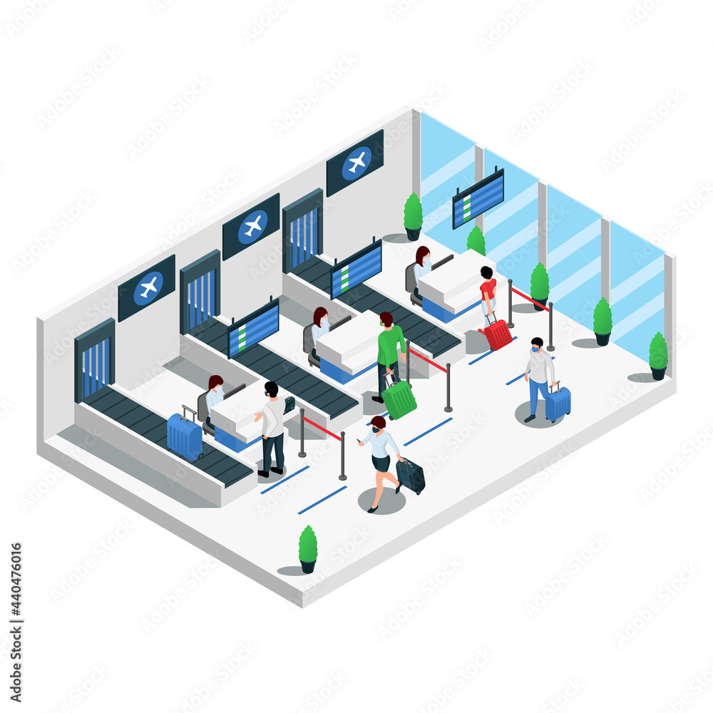 Airport Terminal Isometric Composition Airport Terminal Isometric Composition