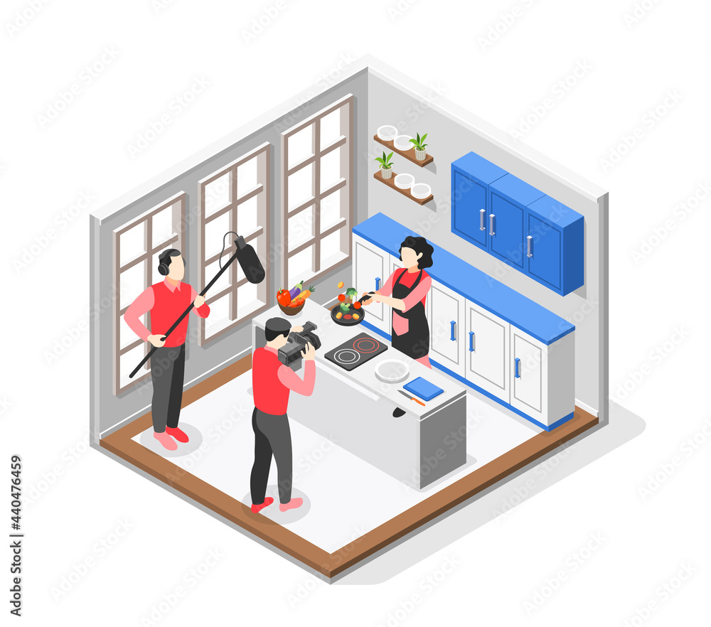 Cooking Show Colored And Isometric Composition Cooking Show Colored And Isometric Composition