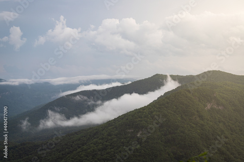 Clouds Rolling over Ridge in Blue Ridge Mountains of South Carolina