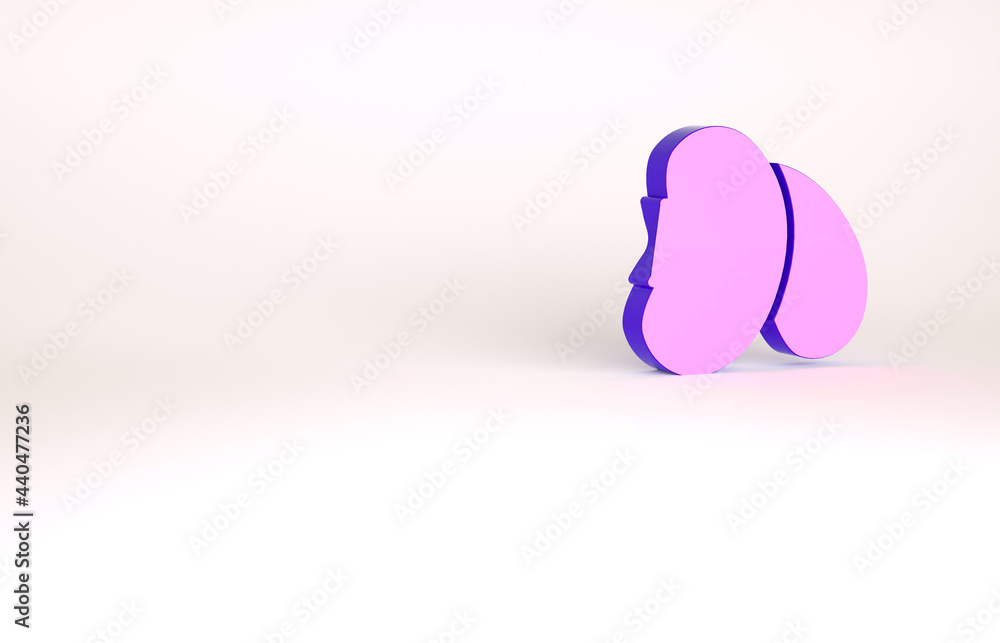 Purple Beans icon isolated on white background. Minimalism concept. 3d illustration 3D render Purple Beans icon isolated on white background. Minimalism concept. 3d illustration 3D render