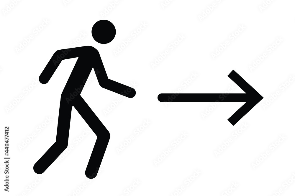 Pictogram of a person moving forward or exiting. Pictogram of a person moving forward or exiting.