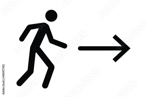 Pictogram of a person moving forward or exiting.