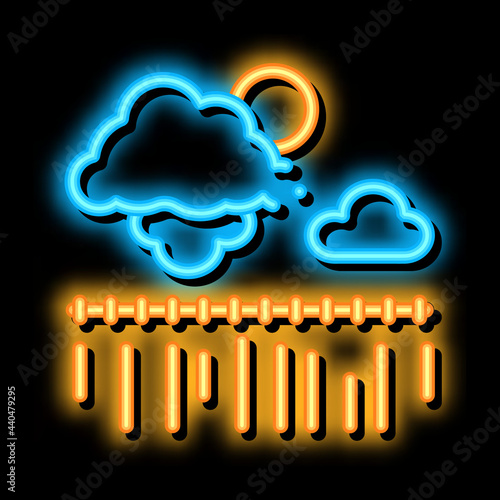 bad weather wheat field neon light sign vector. Glowing bright icon bad weather wheat field sign. transparent symbol illustration