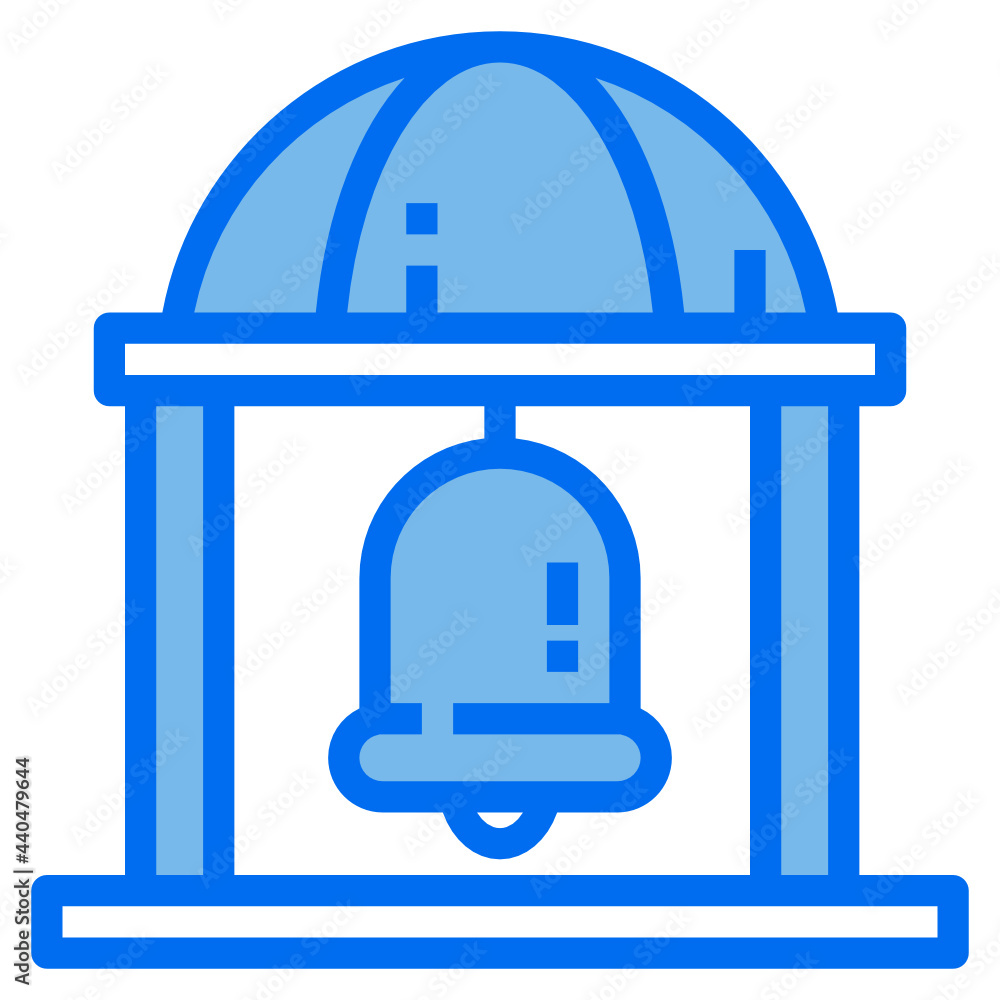 Bell tower blue line icon Bell tower blue line icon