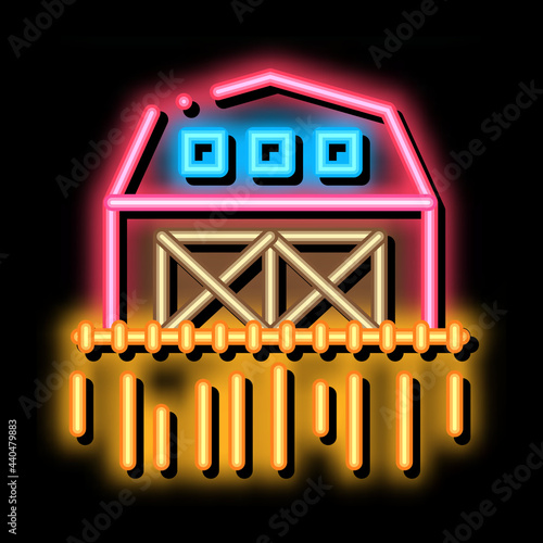 farm greenhouse wheat field neon light sign vector. Glowing bright icon farm greenhouse wheat field sign. transparent symbol illustration