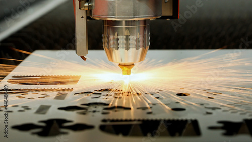 Plasma cutting by cnc. Automated metalworking machine.
