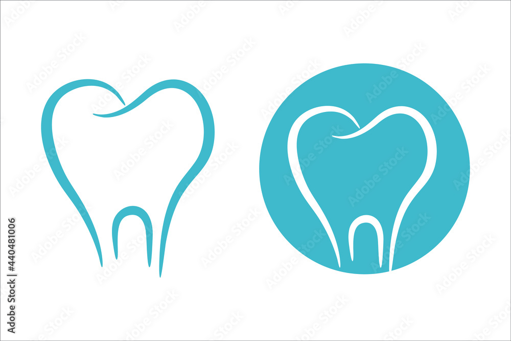 Stylized tooth illustration and Dentistry logo. Stylized tooth illustration and Dentistry logo.