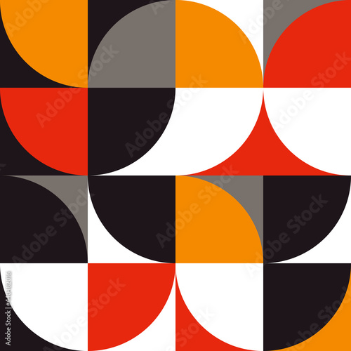 Avant garde art. Vector simple geometric and seamless red and yellow rounded shape decor art.