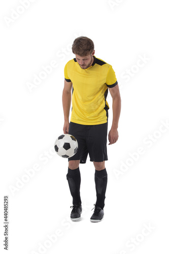 Soccer player kick ball
