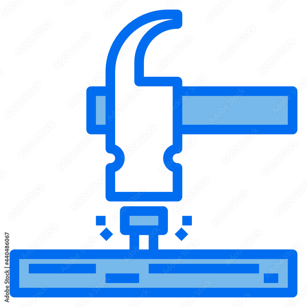 Hammer blue line icon