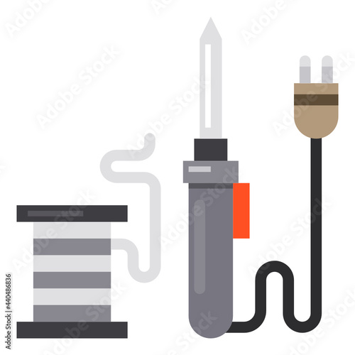 soldering iron kit flat icon