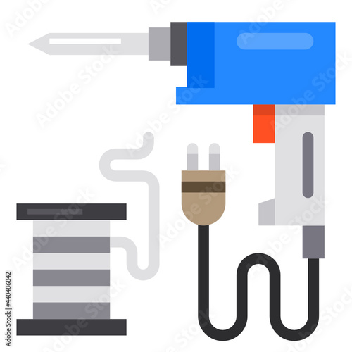 soldering iron kit flat icon