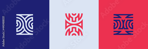 Geometric minimal logotype set. Creative linear shapes design.