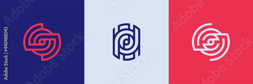Geometric minimal logotype set. Creative linear shapes design.