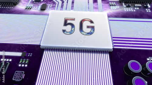 Abstract video of a 5g processor running at cosmic speed. Looping video. Suitable as a promo video for a presentation.