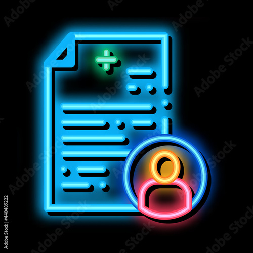 patient medical record neon light sign vector. Glowing bright icon patient medical record sign. transparent symbol illustration