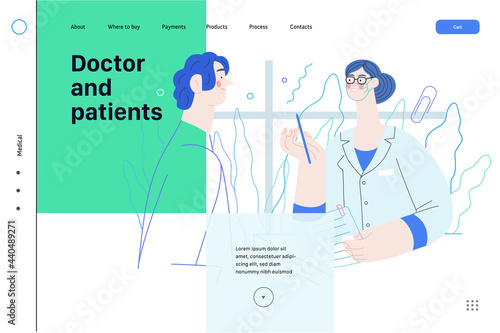 Doctor and patients - medical insurance web template