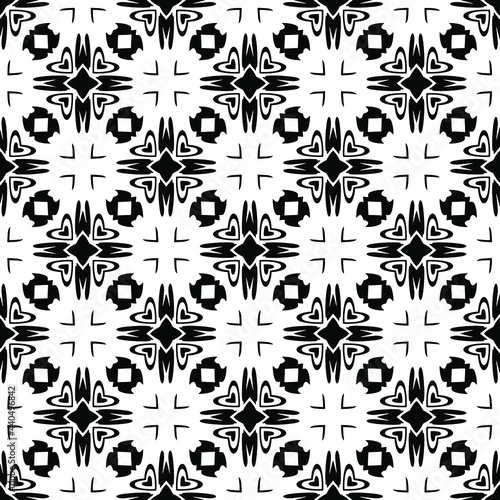  Vector geometric pattern. Repeating elements stylish background abstract ornament for wallpapers and backgrounds. Black and white colors.