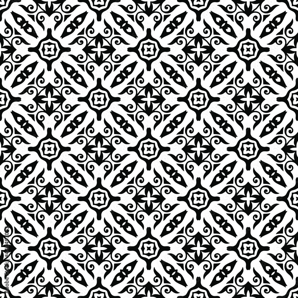 Vector geometric pattern. Repeating elements stylish background abstract ornament for wallpapers and backgrounds. Black and white colors.
Vector geometric pattern. Repeating elements stylish background abstract ornament for wallpapers and backgrounds. Black and white colors.