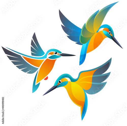 Obraz na plátne Stylized Kingfishers