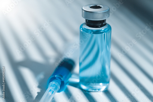 Medical ampoule or test tube in the laboratory. The pandemic or covid virus concept