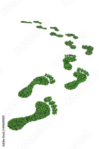 Ecology concept with green footprint - 3d rendering