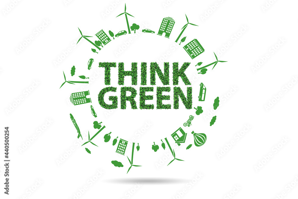 Think green ecological concept - 3d rendering Think green ecological concept - 3d rendering