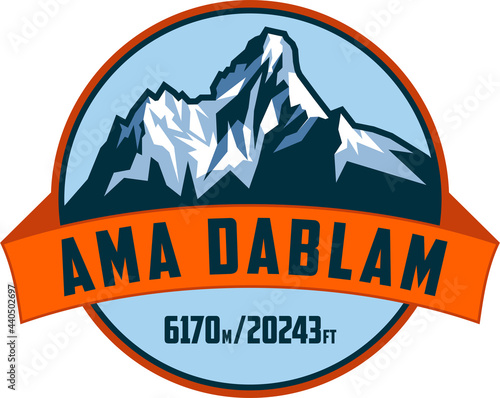 vector Ama Dablam mountain logo label photo