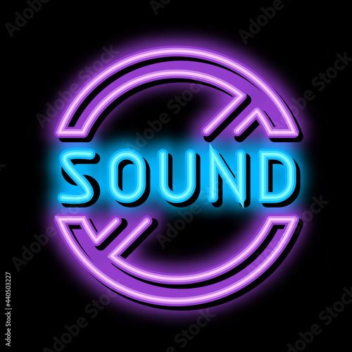 sound ban neon light sign vector. Glowing bright icon sound ban sign. transparent symbol illustration