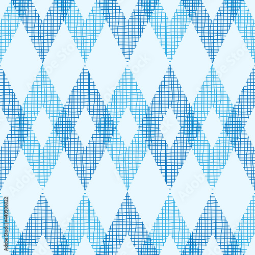 Light Blue Pastel Ethnic Diamond Square Geometry Seamless Pattern.