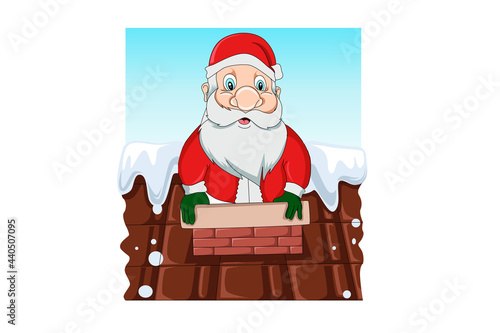 santa claus christmas out from chimney vector