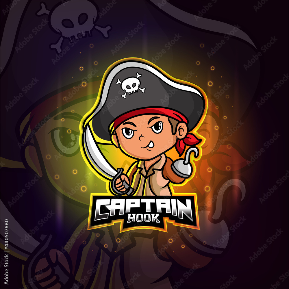The pirates captain hook mascot esport logo design