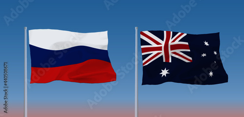 ロシアとオーストラリアの旗