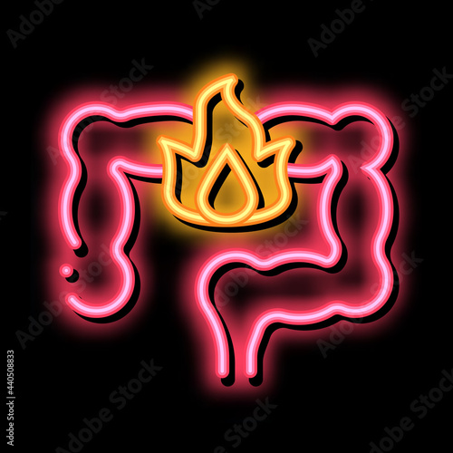heartburn stomach neon light sign vector. Glowing bright icon heartburn stomach sign. transparent symbol illustration