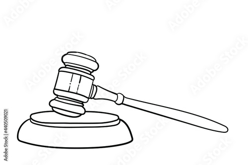 Judge hammer on wooden table, symbol of justice for all