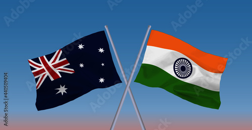 インドとオーストラリアの旗